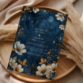 Celestial Midnight Floral Wedding Kaart