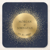 Celestial Midnight Gold Moon Bruiloft Kartonnen Onderzetters (Voorkant)