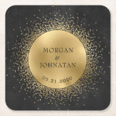 Celestial Midnight Gold Moon Bruiloft Kartonnen Onderzetters (Voorkant)