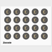 Celestial Midnight Gold Moon Bruiloft Ronde Sticker (Vel)