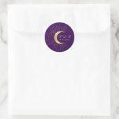 Celestial Midnight Gold Moon Bruiloft Ronde Sticker (Tas)