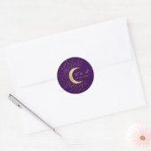 Celestial Midnight Gold Moon Bruiloft Ronde Sticker (Envelop)