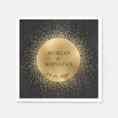 Celestial Midnight Gold Moon bruiloft servetten (Voorkant)