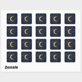 Celestial Midnight Gold Moon Bruiloft Vierkante Sticker (Vel)