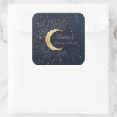 Celestial Midnight Gold Moon Quinceañera Vierkante Sticker (Tas)