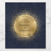 Celestial Midnight Gold Moon Save The Date Wijn Etiket (Enkel label)