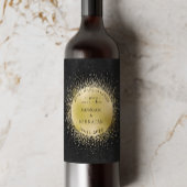 Celestial Midnight Gold Moon Save the Date Wijn Etiket