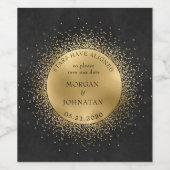 Celestial Midnight Gold Moon Save the Date Wijn Etiket (Enkel label)