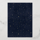 Celestial Midnight Gold Stars Maan Bruiloft Folie Uitnodiging (Achterkant)