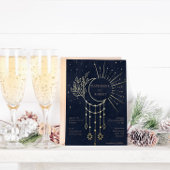 Celestial Midnight Gold Stars Maan Bruiloft Folie Uitnodiging