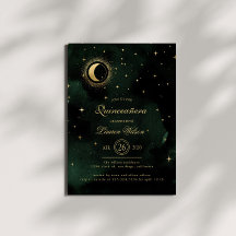 Celestial Midnight Groen Gouden Sterren Quinceaner
