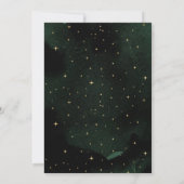 Celestial Midnight Groen Gouden Sterren Quinceaner Kaart (Achterkant)