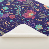 Celestial Midnight Lotus Floral Pattern Blanket Sherpa Deken (3/4)