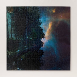 Celestial Midnight op de blauwe meerkust Legpuzzel