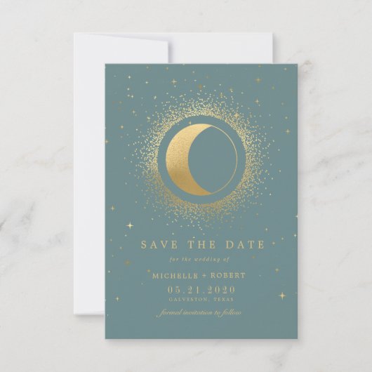 Celestial Midnight Stars Foto Opslaan De Datum Kaart (Voorkant)