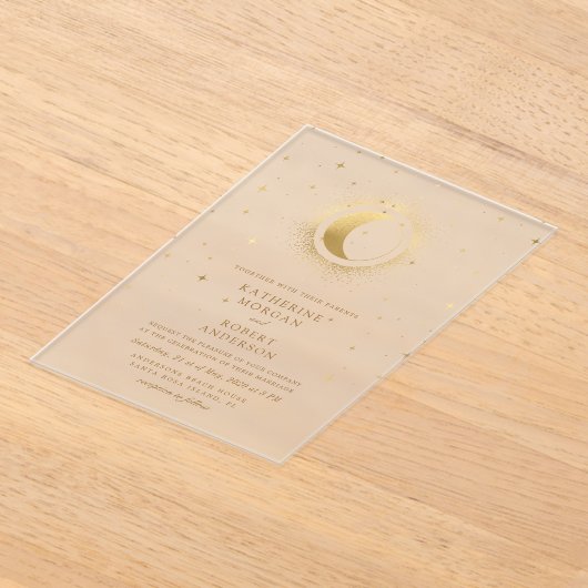 Celestial Midnight Sterren Bruiloft Acryl Uitnodigingen (Laagn)