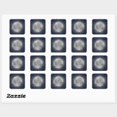 Celestial Midnight Zilveren Maan Save The Date Vierkante Sticker (Vel)