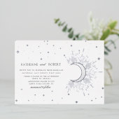 Celestial Midnight Zilveren Sterren Bruiloft Folie Uitnodiging (Staand Voorkant)