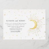 Celestial Midnight Zilveren Sterren Bruiloft Folie Uitnodiging (Voorkant)