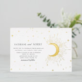 Celestial Midnight Zilveren Sterren Bruiloft Folie Uitnodiging (Staand Voorkant)