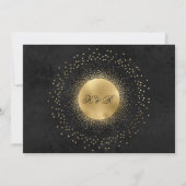 Celestial Midnight Zwart Goud Sterren Bruiloft Kaart (Achterkant)