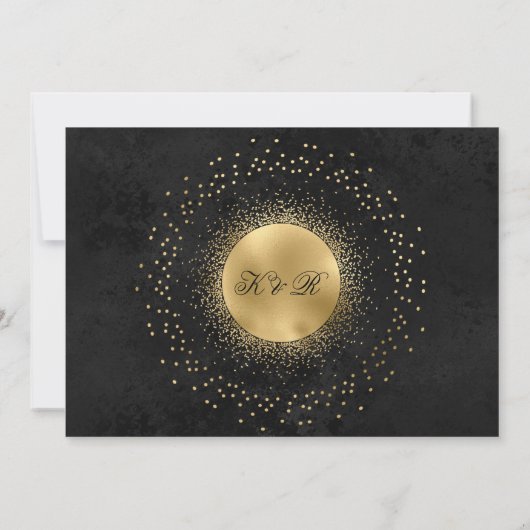 Celestial Midnight Zwart Goud Sterren Bruiloft Kaart (Achterkant)