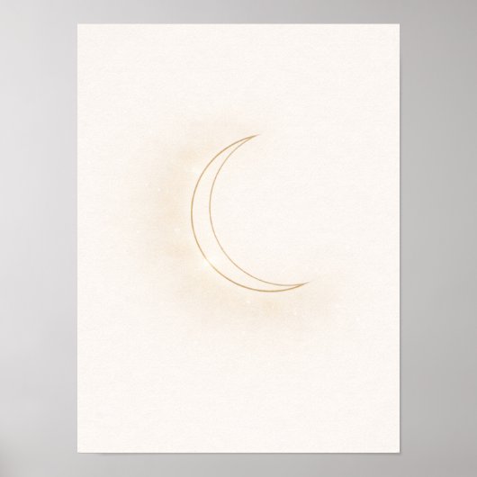 Celestial Minimal Moon Wall Art – Beige Crescent Poster (Voorkant)