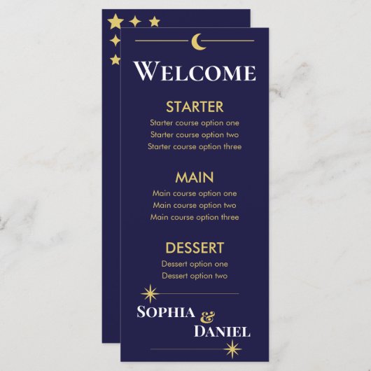 Celestial Minimalist Wedding Menu (Voorkant / Achterkant)
