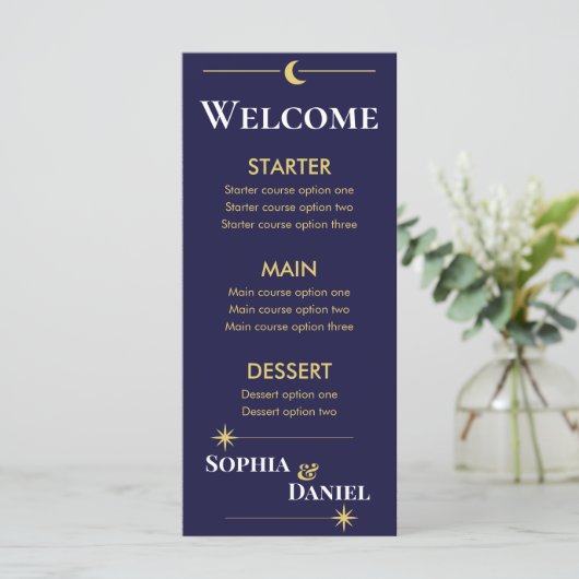 Celestial Minimalist Wedding Menu (Staand voorkant)