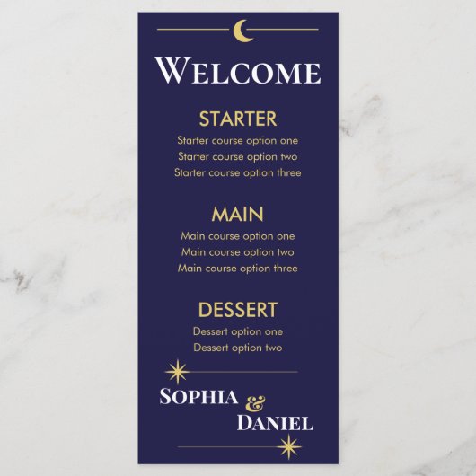Celestial Minimalist Wedding Menu (Voorkant)