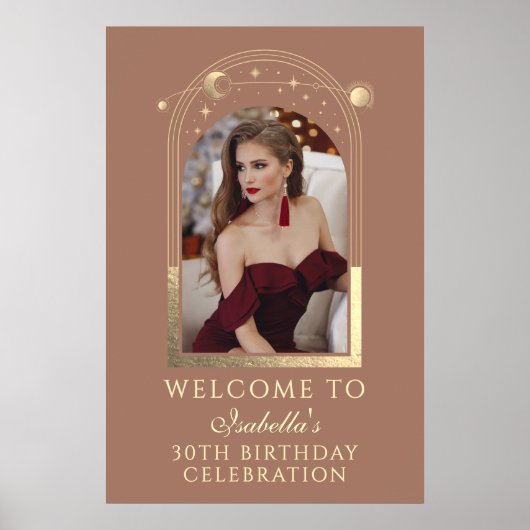 Celestial Mocha Gold 30th Birthday Welkom Poster (Voorkant)