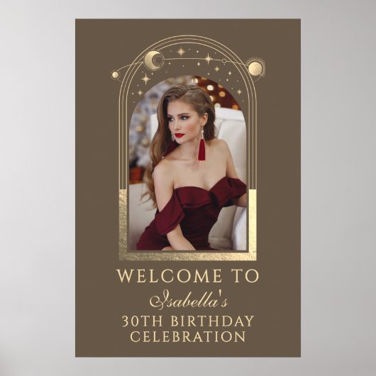 Celestial Mocha Gold 30th Birthday Welkom Poster (Voorkant)