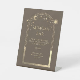 Celestial Mocha Gold Mimosa Bar Sun Moon Stars Reclamebord Met Voetstuk