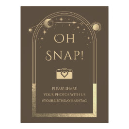 Celestial Mocha Gold Sun Moon Stars Oh Snap Perfect Poster