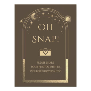 Celestial Mocha Gold Sun Moon Stars Oh Snap Perfect Poster