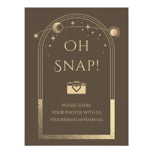 Celestial Mocha Gold Sun Moon Stars Oh Snap Perfect Poster (Voorkant)