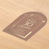 Celestial Mocha Gouden Zon Maan Sterren 30e Verjaa Acryl Uitnodigingen (Laagn)