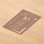 Celestial Mocha Gouden Zon Maan Sterren 30e Verjaa Acryl Uitnodigingen (Laagn)