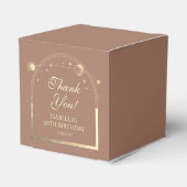 Celestial Mocha Gouden Zon Maan Sterren 30e Verjaa Bedankdoosjes (Achterkant)