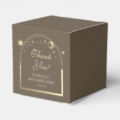 Celestial Mocha Gouden Zon Maan Sterren 30e Verjaa Bedankdoosjes (Achterkant)