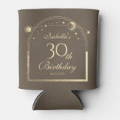 Celestial Mocha Gouden Zon Maan Sterren 30e Verjaa Blikjeskoeler (Voorkant)