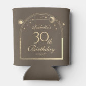 Celestial Mocha Gouden Zon Maan Sterren 30e Verjaa Blikjeskoeler (Achterkant)