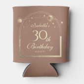 Celestial Mocha Gouden Zon Maan Sterren 30e Verjaa Blikjeskoeler (Voorkant)