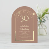 Celestial Mocha Gouden Zon Maan Sterren 30e Verjaa Kaart (Staand voorkant)