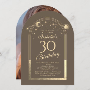 Celestial Mocha Gouden Zon Maan Sterren 30e Verjaa Kaart