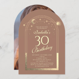 Celestial Mocha Gouden Zon Maan Sterren 30e Verjaa Kaart