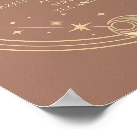 Celestial Mocha Gouden Zon Maan Sterren 30e Verjaa Poster (Hoek)