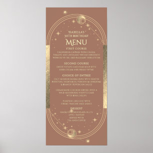 Celestial Mocha Gouden Zon Maan Sterren 30e Verjaa Poster