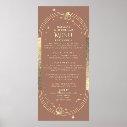 Celestial Mocha Gouden Zon Maan Sterren 30e Verjaa Poster (Voorkant)