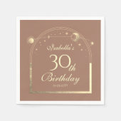 Celestial Mocha Gouden Zon Maan Sterren 30e Verjaa Servet (Voorkant)